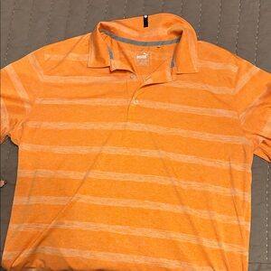 Puma Men's Striped Orange Polo Shirt